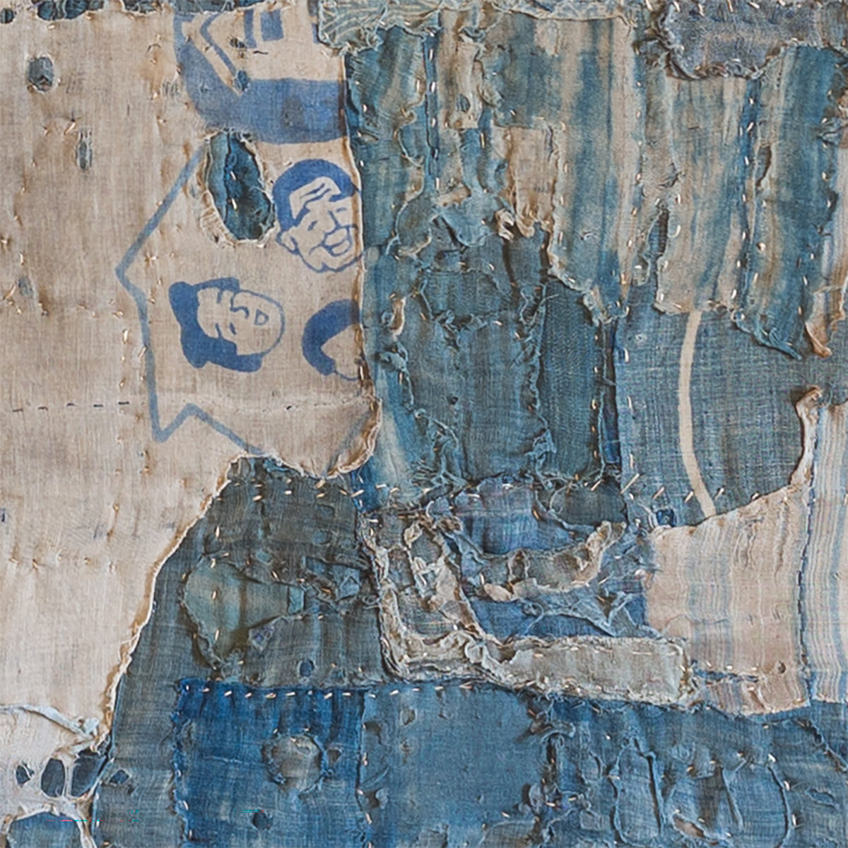 Antique Japanese Boro Edo Meiji Patchwork Distressed Fiber Textile Wall Art 003