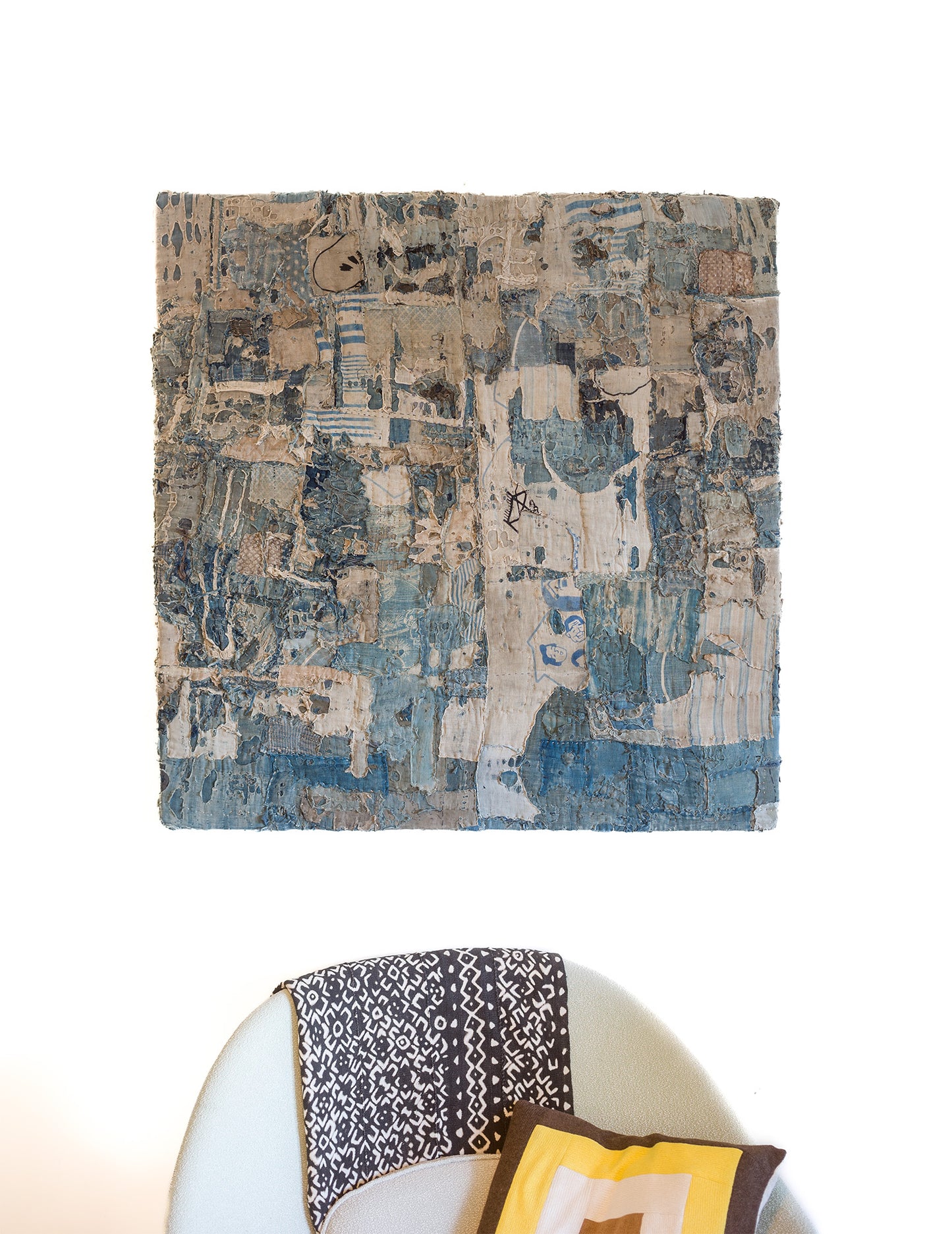 Antique Japanese Boro Edo Meiji Patchwork Distressed Fiber Textile Wall Art 003