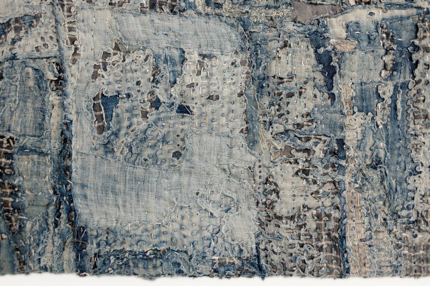 Antique Japanese Boro Edo Meiji Patchwork Distressed Fiber Textile Wall Art 004