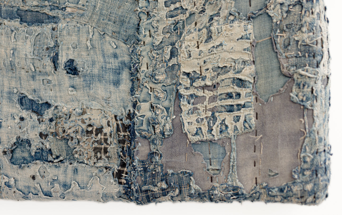 Antique Japanese Boro Edo Meiji Patchwork Distressed Fiber Textile Wall Art 004