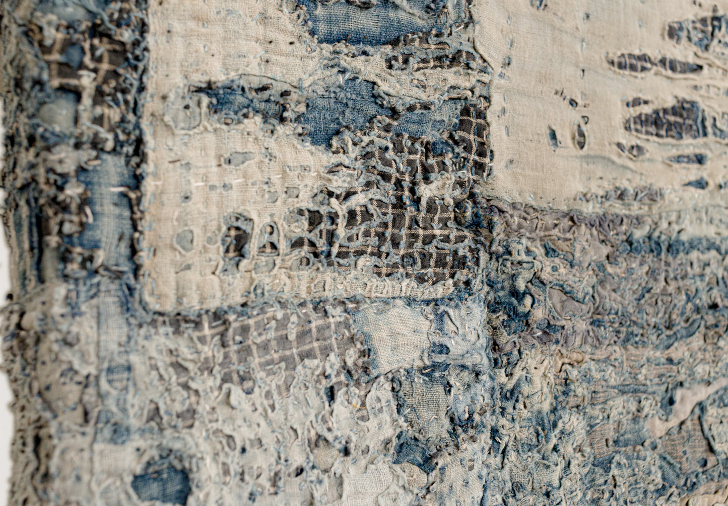 Antique Japanese Boro Edo Meiji Patchwork Distressed Fiber Textile Wall Art 004
