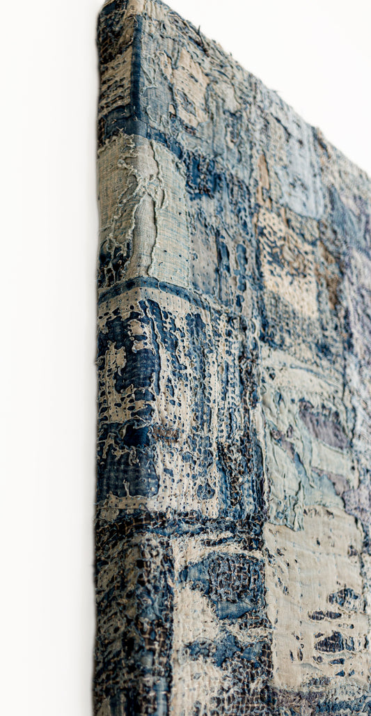 Antique Japanese Boro Edo Meiji Patchwork Distressed Fiber Textile Wall Art 004