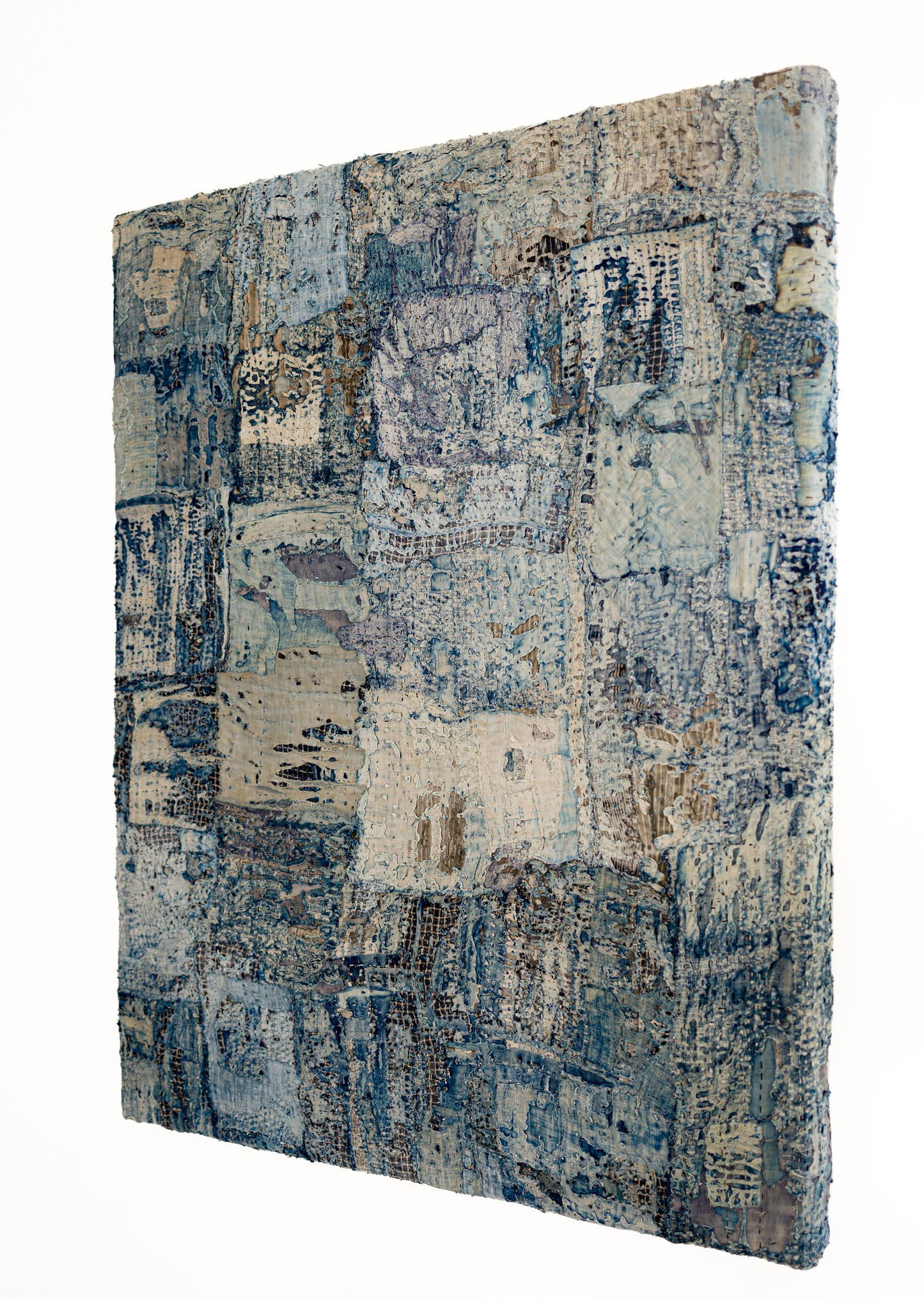 Antique Japanese Boro Edo Meiji Patchwork Distressed Fiber Textile Wall Art 004