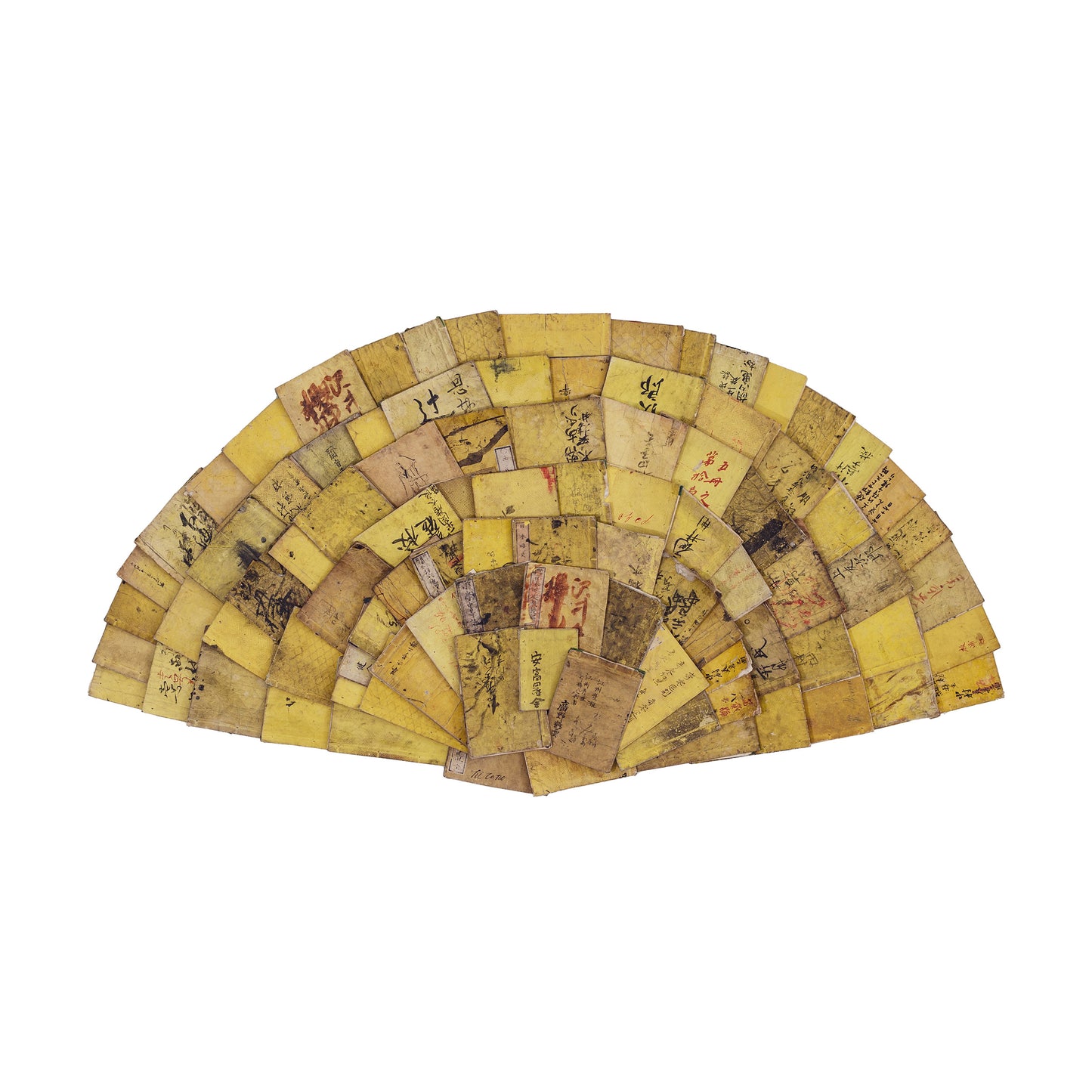 Collectible Rare Antique Japanese Yellow Edo Meiji Book Assemblage Sculpture Wall Art | Stories in Yellow 01