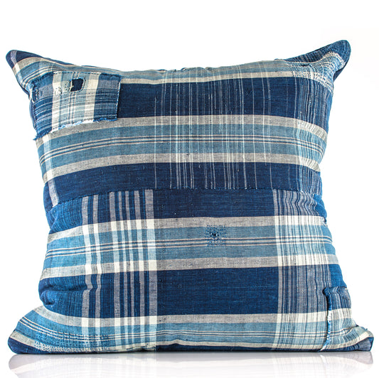 Large Antique Japanese Boro Tsutsugaki Baku Floor Pillow