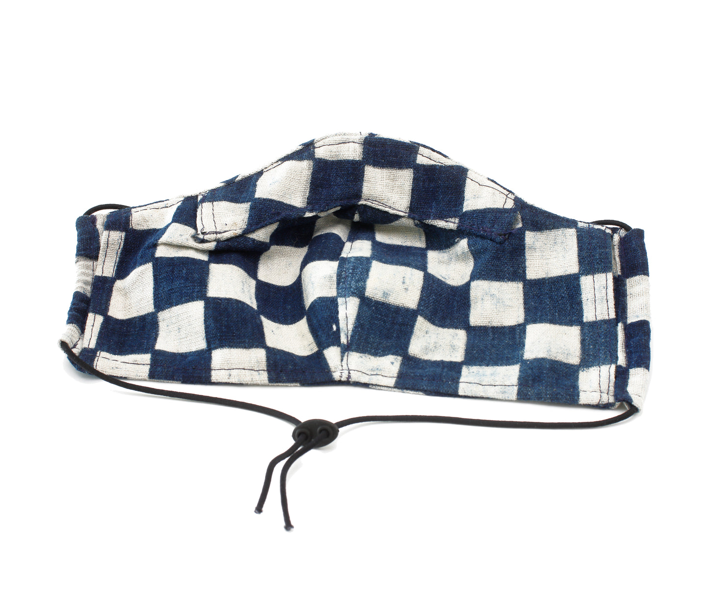 Antique Japanese Checkerboard Katazome Male Face Mask