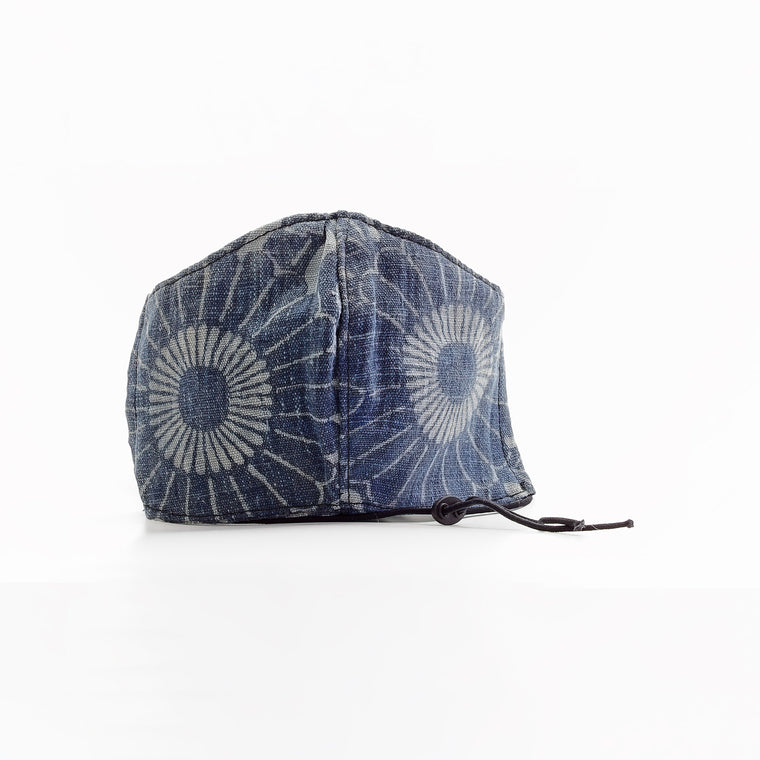 Masque pour homme ancien japonais katazome à motif damier