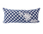 Antique Japanese Boro Indigo Katazome Kanji Checkered Pillow